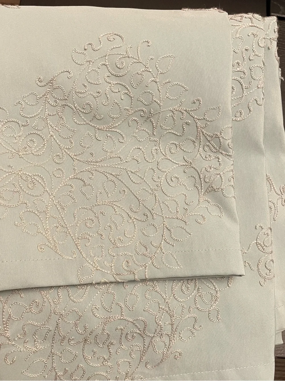 Elegant Sage Embroidered curtains - 4 panels